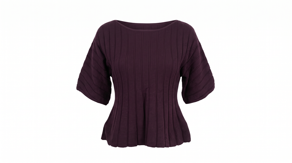 Burgundy Ribbed Knit Top