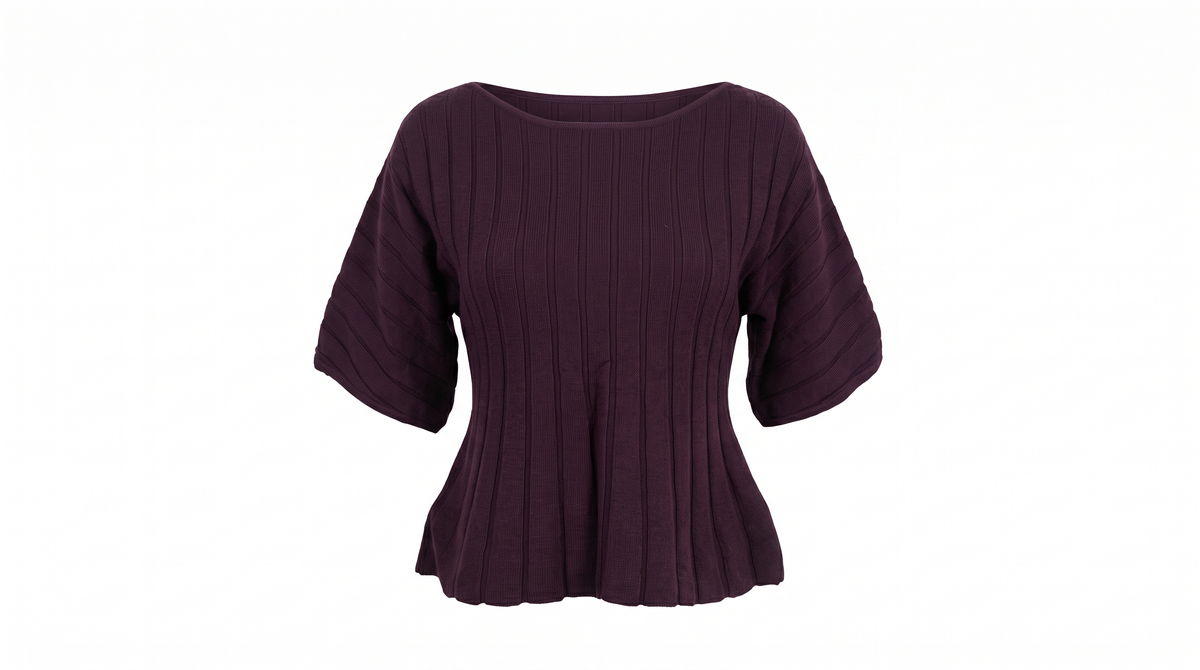 Burgundy Ribbed Knit Top