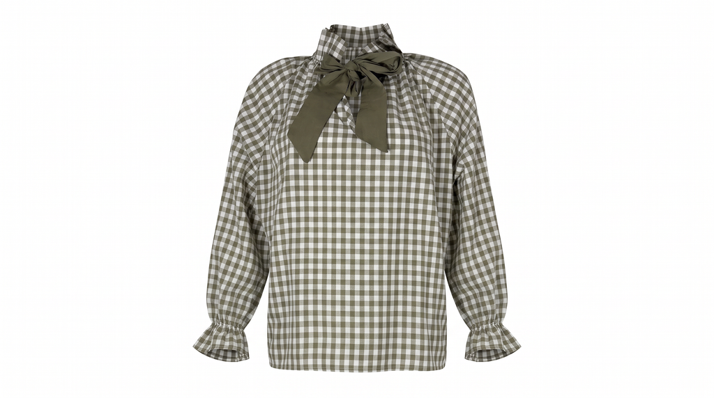 Olive Gingham Blouse