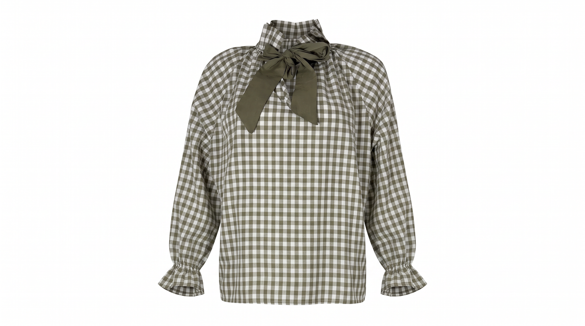 Olive Gingham Blouse