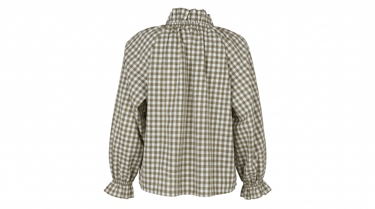 Olive Gingham Blouse