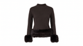 Brown Faux Fur Trim Top