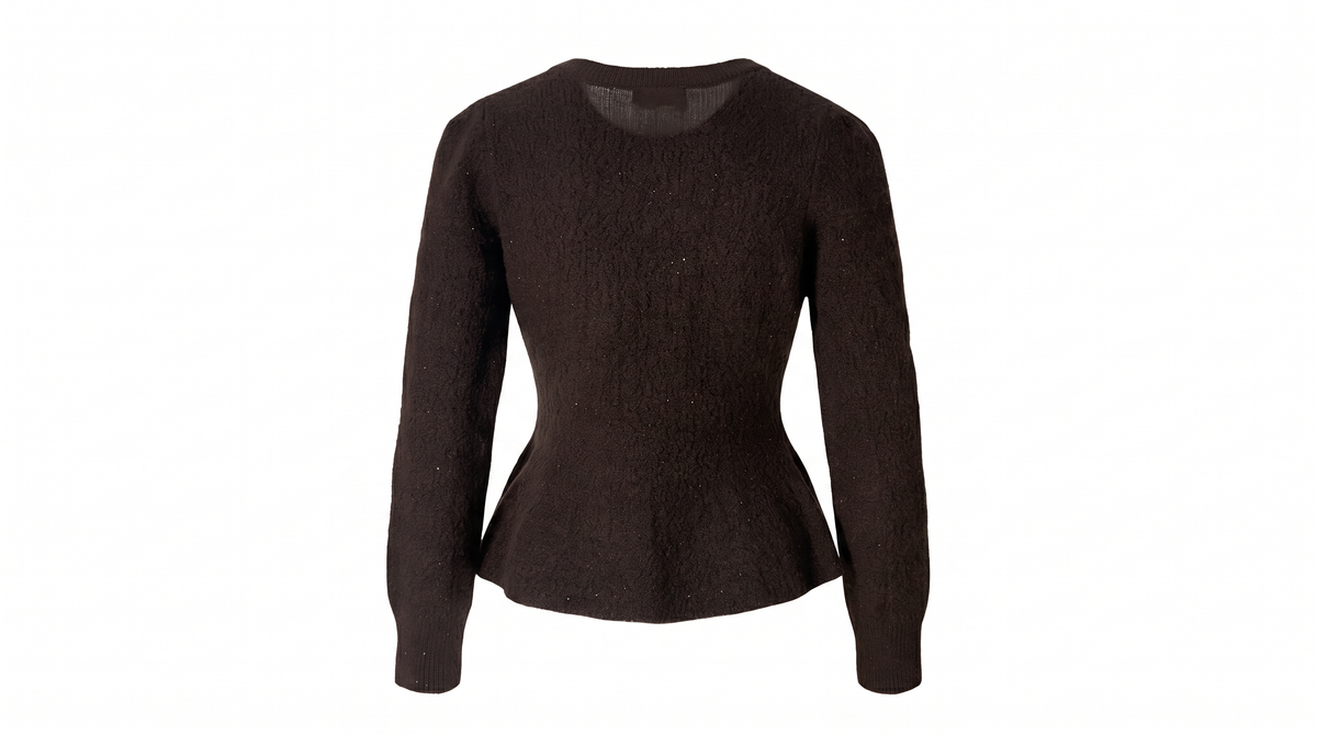 Brown Peplum Cardigan