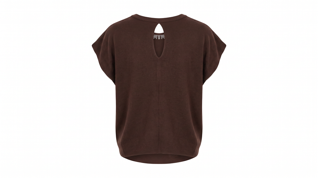 Brown Embellished Knit Top