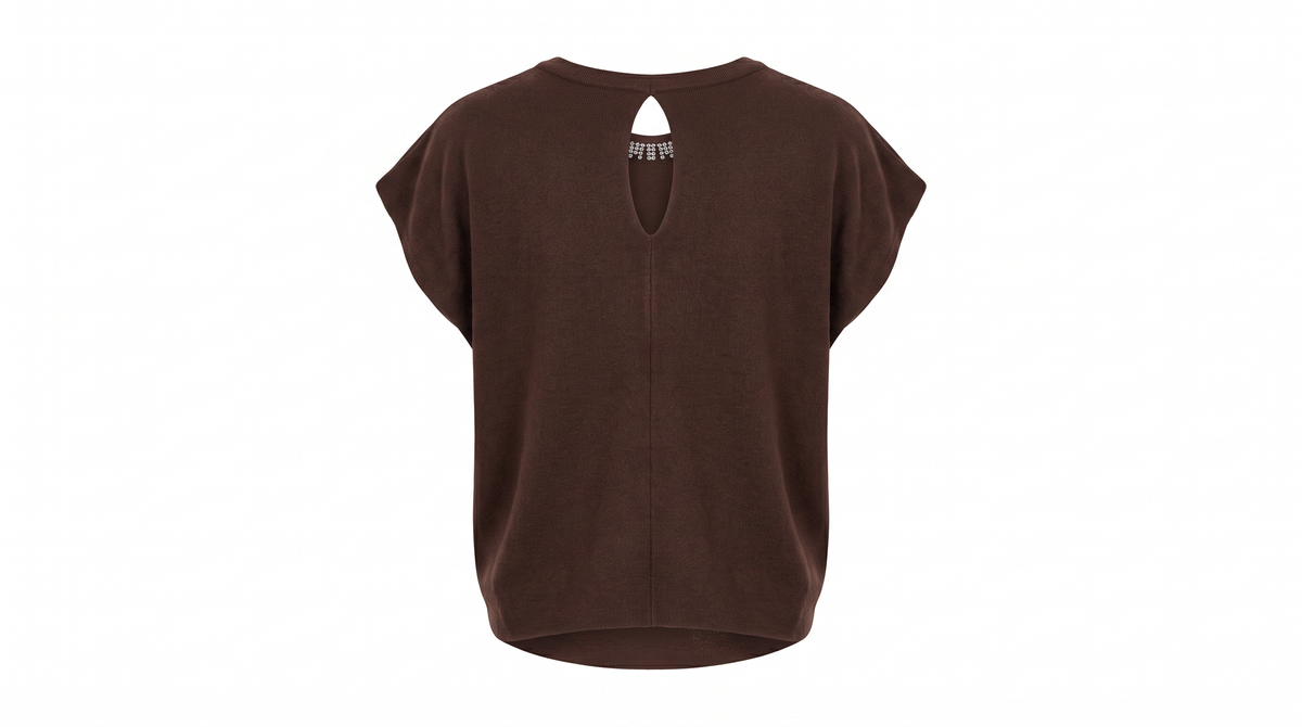 Brown Embellished Knit Top