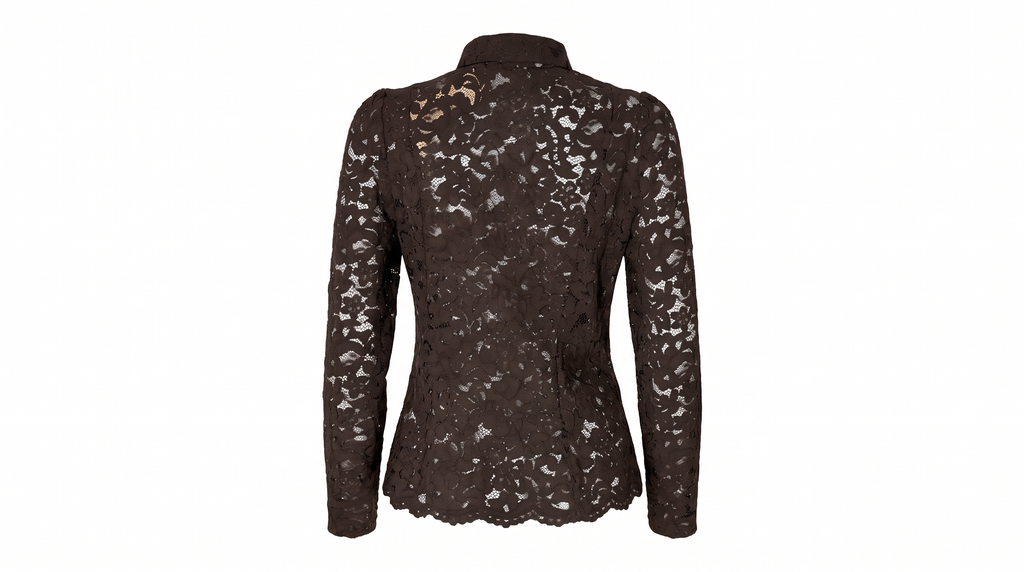 Dark Brown Floral Lace Shirt