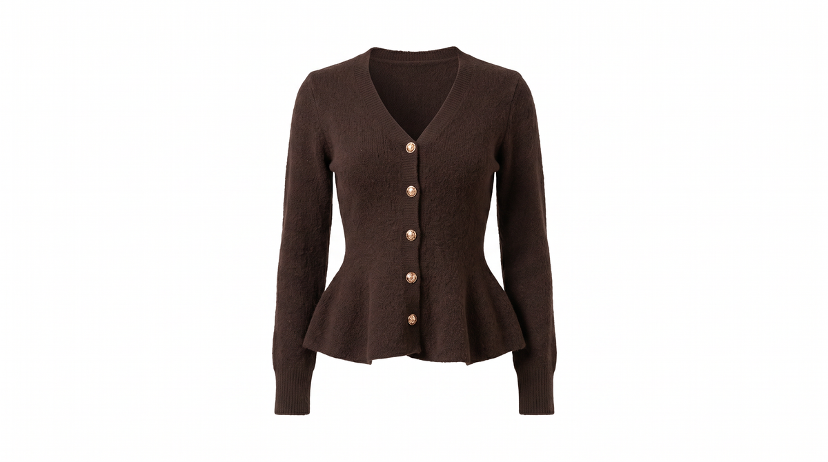 Brown Peplum Cardigan