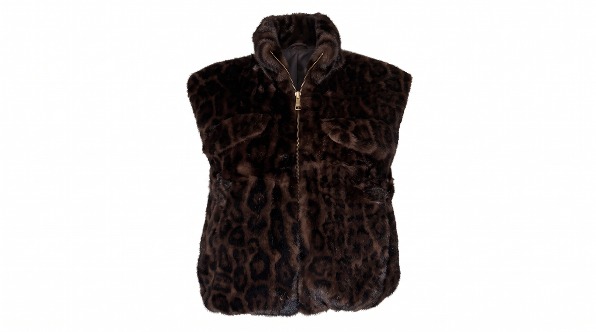 Leopard-Print Faux Fur Gilet