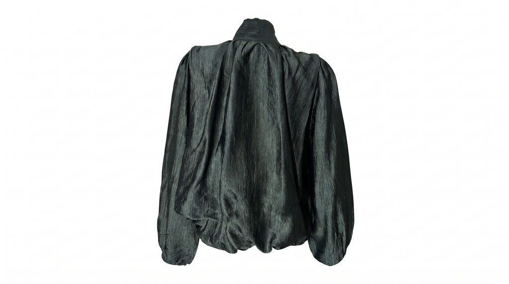 Forest Green Tie-Neck Blouse