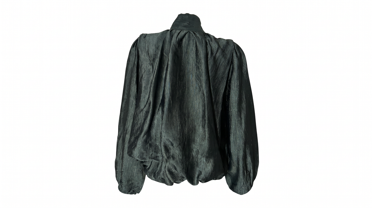 Forest Green Tie-Neck Blouse
