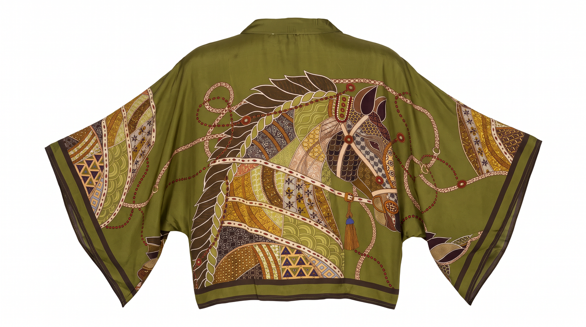 Olive Print Blouse - (SET)