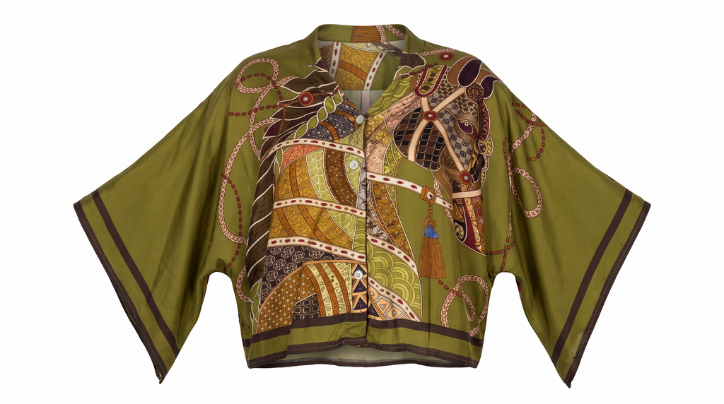 Olive Print Blouse - (SET)